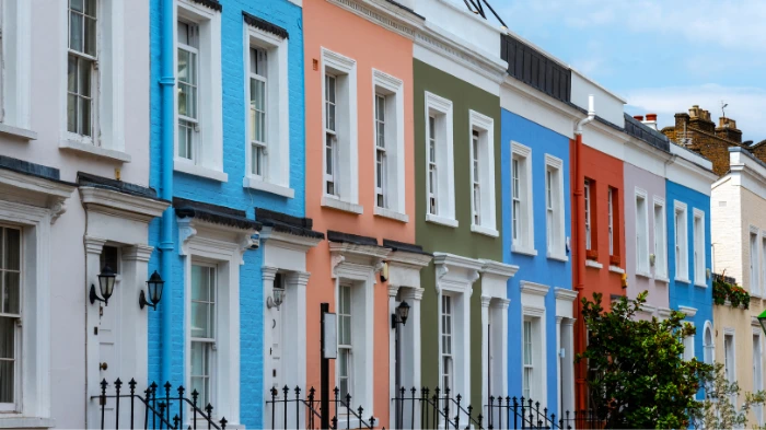 colourful houses representing ways to get uk residency